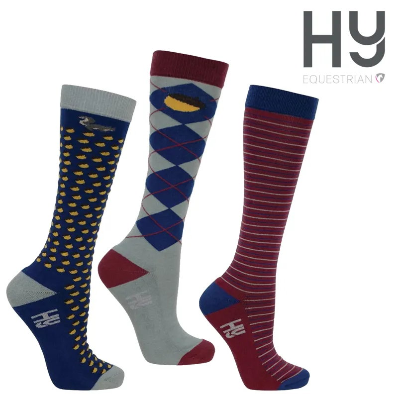 HyFASHION Long Socks UK4-8 Pack of 3 - Squirrel Print 